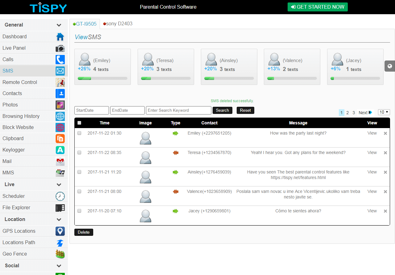 Track messaging apps