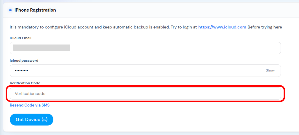 Apple sends the verification code by text. Type the code you receive into the "Verification Code" box.