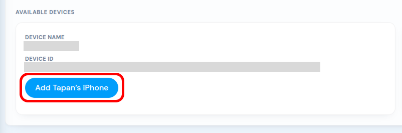 Add the iPhone from the Available Devices list