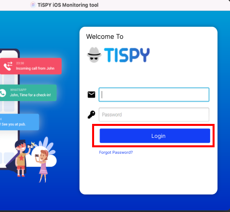 Iniciar sesión en la app de escritorio TiSPY