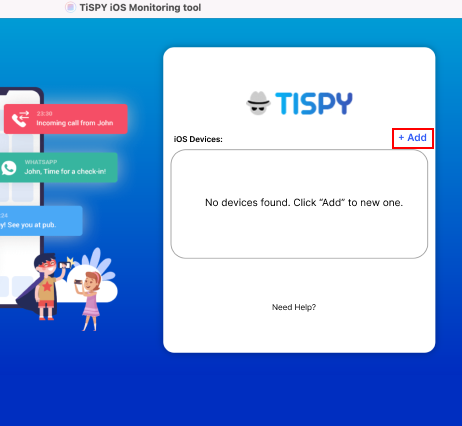 Hacer clic en «+ Añadir» en TiSPY