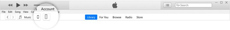 iTunes — Select your device