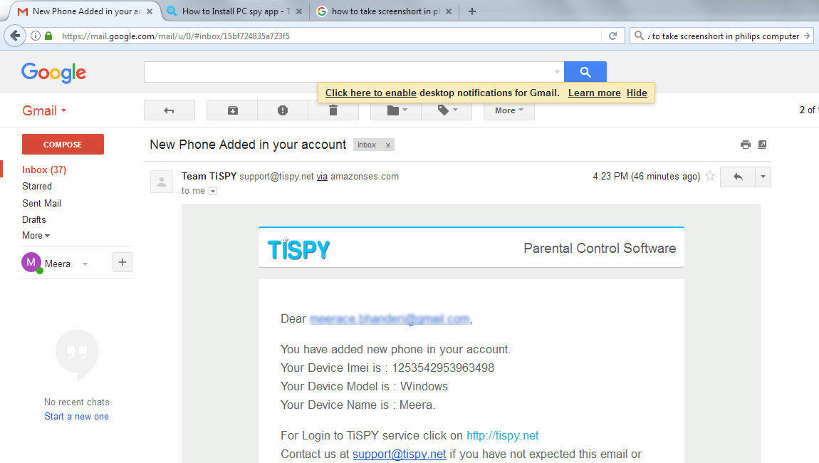 TiSPY verification email