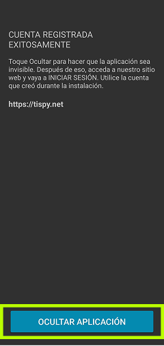 Registro / Inicio de sesión y Configurar TiSPY – TiSPY Android install guide (14/14)
