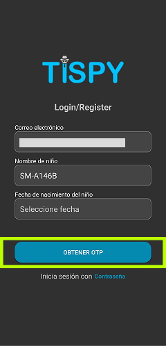 Registro / Inicio de sesión y Configurar TiSPY – TiSPY Android install guide (3/14)