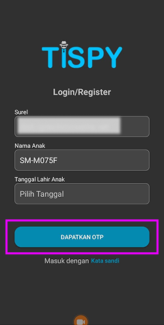 Daftar / Masuk dan Konfigurasikan TiSPY – TiSPY Android install guide (3/14)