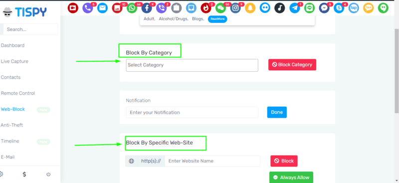 Block content by  category and by website.