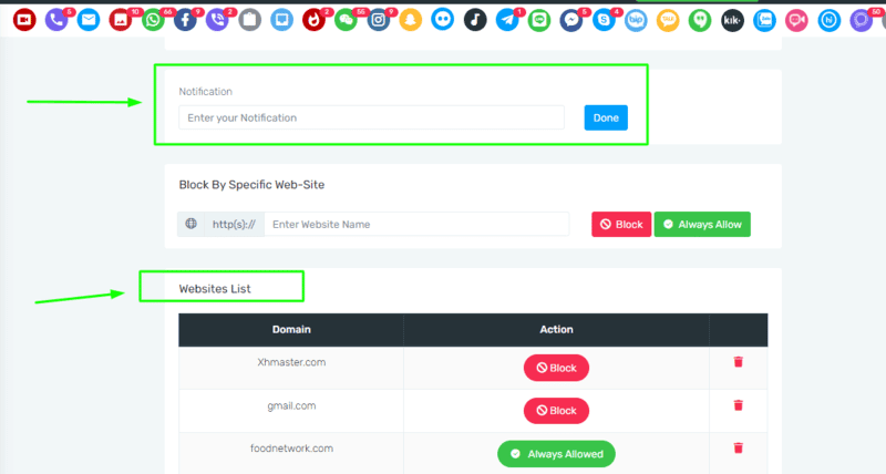 how blocked website in one dashboard