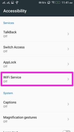 WiFi Service in Accessibility