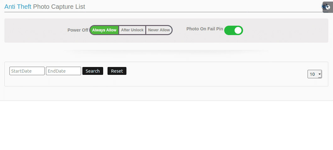 Anti theft photo capture list