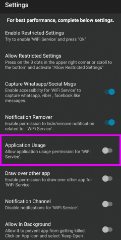 Allow app usage