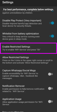 Enable restricted settings