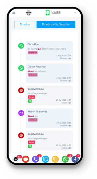 Obejction content detected view in time line
