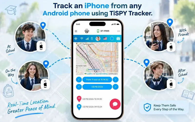 Track an iPhone from an Android with TiSPY 